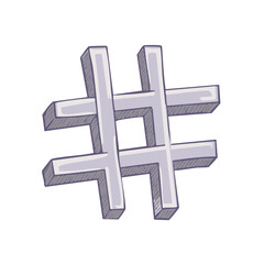 Poster - Hashtag symbol gray hand drawn icon for web design and social media content