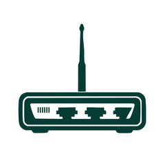 Poster - Wireless Network Router Silhouette with Antenna and Ethernet Ports for Internet Connection
