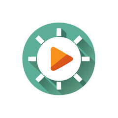 Poster - Modern Play Button Icon on Circle Shape with Long Shadow Effects, Flat Design