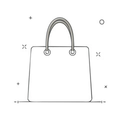 Poster - Simple Outline Illustration of a Shopping Bag with Handles and Decorative Elements in Doodle Style