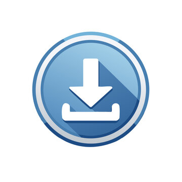 Blue Circle Download Icon with Arrow Button Sign Concept Illustration