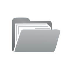 Poster - Gray File Folder with Documents Inside, Illustration of Information Organization