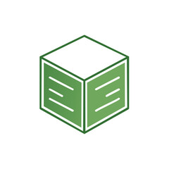Poster - Abstract Green Cube with Line Design Isometric Vector Geometric Shape Illustration