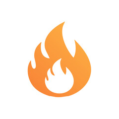 Poster - Vibrant Orange Flames Logo with Dynamic Shape on White Backdrop, Burning Icon Symbol