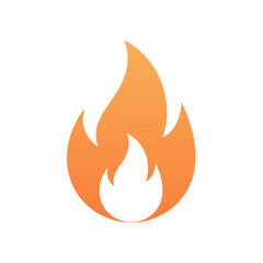Poster - Stylized Gradient Fire Icon Symbol with Flickering Orange Flames and Hot Burning Heat