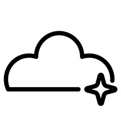 Poster - Simple Black Cloud Icon with Star on White Background
