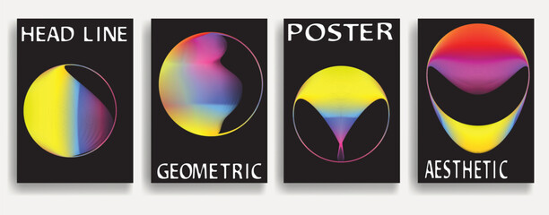 Poster - Modern posters . Vector design composition with colorful various geometric shapes . Abstract contemporary art . Vector art ideal for media, ads, covers, brochures, banners. 