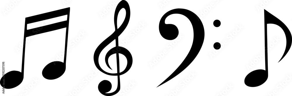 Classic Musical Notes and Clefs Set, Music notes set. Musical note ...