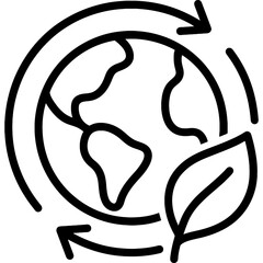 Poster - Globe with eco leaf outline icon vector