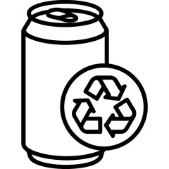Poster - Recyclable metal can with eco symbol outline icon vector