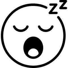 Poster - Sleepy face emoji outline icon vector