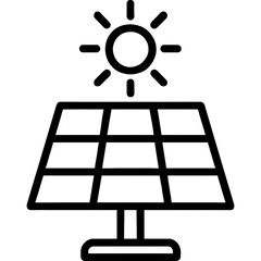 Poster - Solar panel with sun rays outline icon vector