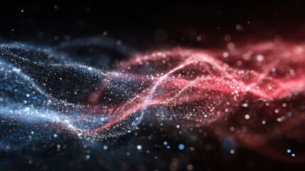 Poster - Abstract digital particles in vibrant blue and red