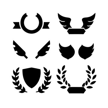 Vintage educational coat of arms set with university college and academy elements isolated vector illustration. Laurel wreaths, shields, ribbons illustration for awards,badges, and branding designs
