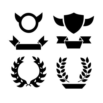 Vintage educational coat of arms set with university college and academy elements isolated vector illustration. Laurel wreaths, shields, ribbons illustration for awards,badges, and branding designs

