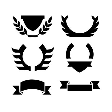 Vintage educational coat of arms set with university college and academy elements isolated vector illustration. Laurel wreaths, shields, ribbons illustration for awards,badges, and branding designs
