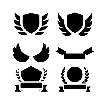 Vintage educational coat of arms set with university college and academy elements isolated vector illustration. Laurel wreaths, shields, ribbons illustration for awards,badges, and branding designs
