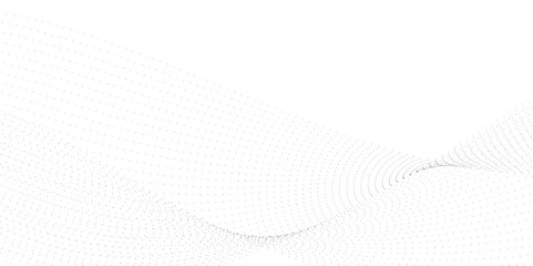 Poster - Abstract halftone curve gradient pattern with flowing dots particles wave isolated on transparent background. Vector design for banner, flyer in concept of neural network