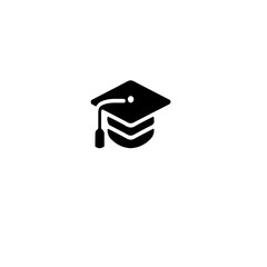 Poster - A simple black and white illustration of a graduation cap with a tassel