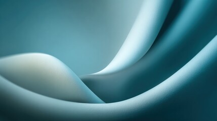 Poster - Abstract flowing curves in cool teal and cream