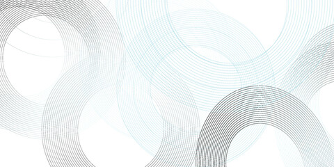 Poster - Abstract blue circle lines on white background. Geometric stripe line art design. Modern gradient lines pattern. Futuristic technology concept. Suit for website, banner, presentation, brochure, cover