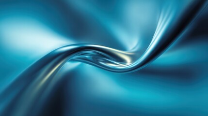 Poster - Abstract flowing curves of teal and silver