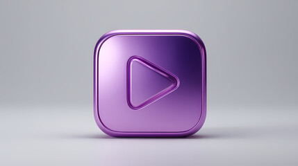 Wall Mural - 3d purple play button icon with a sleek design, ideal for apps and streaming platforms. 3d illustration. pressed icon. Illustration