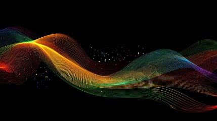 Poster - Abstract flowing lines of color on a black background