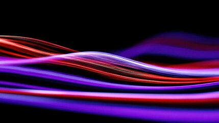 Poster - Abstract flowing ribbons of vibrant color against a dark background