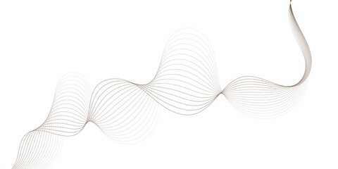 Poster - modern grey brown wavy lines Digital frequency track equalizer background. Curved wave smooth stripe seamless pattern white background.	