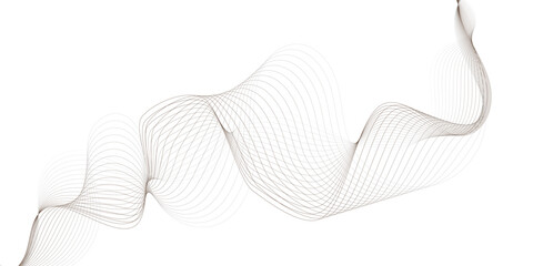 Poster - modern grey brown wavy lines Digital frequency track equalizer background. Curved wave smooth stripe seamless pattern white background.	