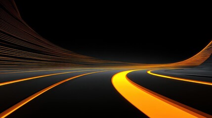 Poster - Abstract futuristic road with glowing lines