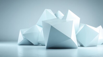 Poster - Abstract geometric shapes in light blue tones