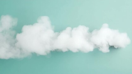 Poster - Soft White Smoke Cloud on Mint Green Background Captured in Studio