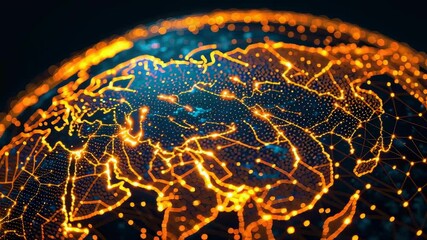 Poster - Illuminated Earth Network in Dark Space Highlighting Global Connectivity and Modern Technology
