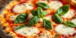 © Pimchada - Close-up of a classic Margherita pizza with fresh basil, cuisine, classic