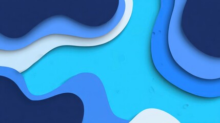 Poster - Abstract layered shapes in shades of blue