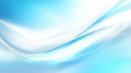 Poster - Abstract light blue and white flowing curves
