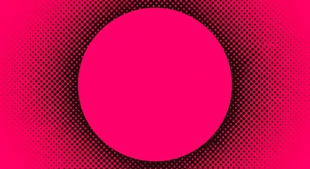 Poster - A pink circle is centered against a black background with a halftone dot pattern fading towards the edges.