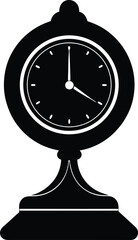 Poster - Classic desk clock with a sturdy base depicted as a clean silhouette isolated on transparent background