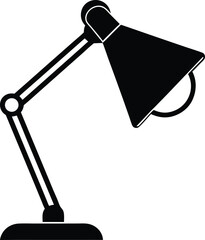 Poster - Silhouette of a modern desktop lamp with a bright glowing light isolated on transparent background silhouette