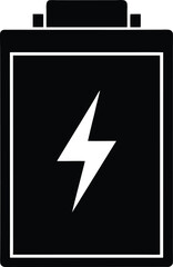 Poster - Silhouette of a battery with a glowing charge indicator isolated on transparent background