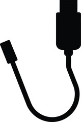 Poster - Black silhouette of a usb plug connector isolated on a transparent background for digital use isolated on transparent background