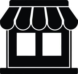 Poster - Clean concept storefront building icon silhouette isolated on transparent background
