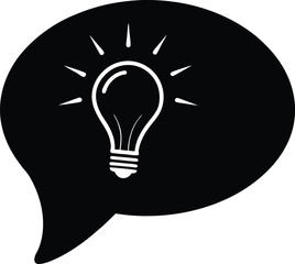Poster - Silhouette of a speech bubble containing a bright light bulb isolated on transparent background