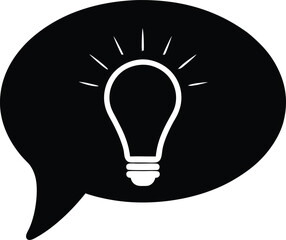 Poster - Conceptual silhouette of a speech bubble containing a bright light bulb isolated on transparent background