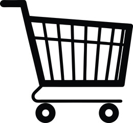 Poster - Black silhouette of a shopping cart on a transparent background representing commerce and retail isolated on transparent background