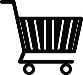Poster - Clean concept silhouette of a shopping cart for retail and e commerce design isolated on transparent background