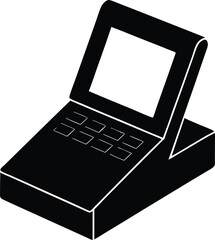 Poster - Clean concept silhouette of a modern point of sale terminal isolated on transparent background