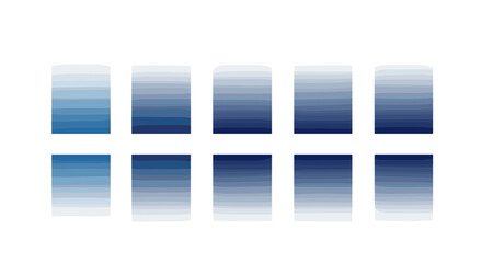 Fototapete - Ten vertical blue color gradient bars arranged in two rows with a white background and reflections